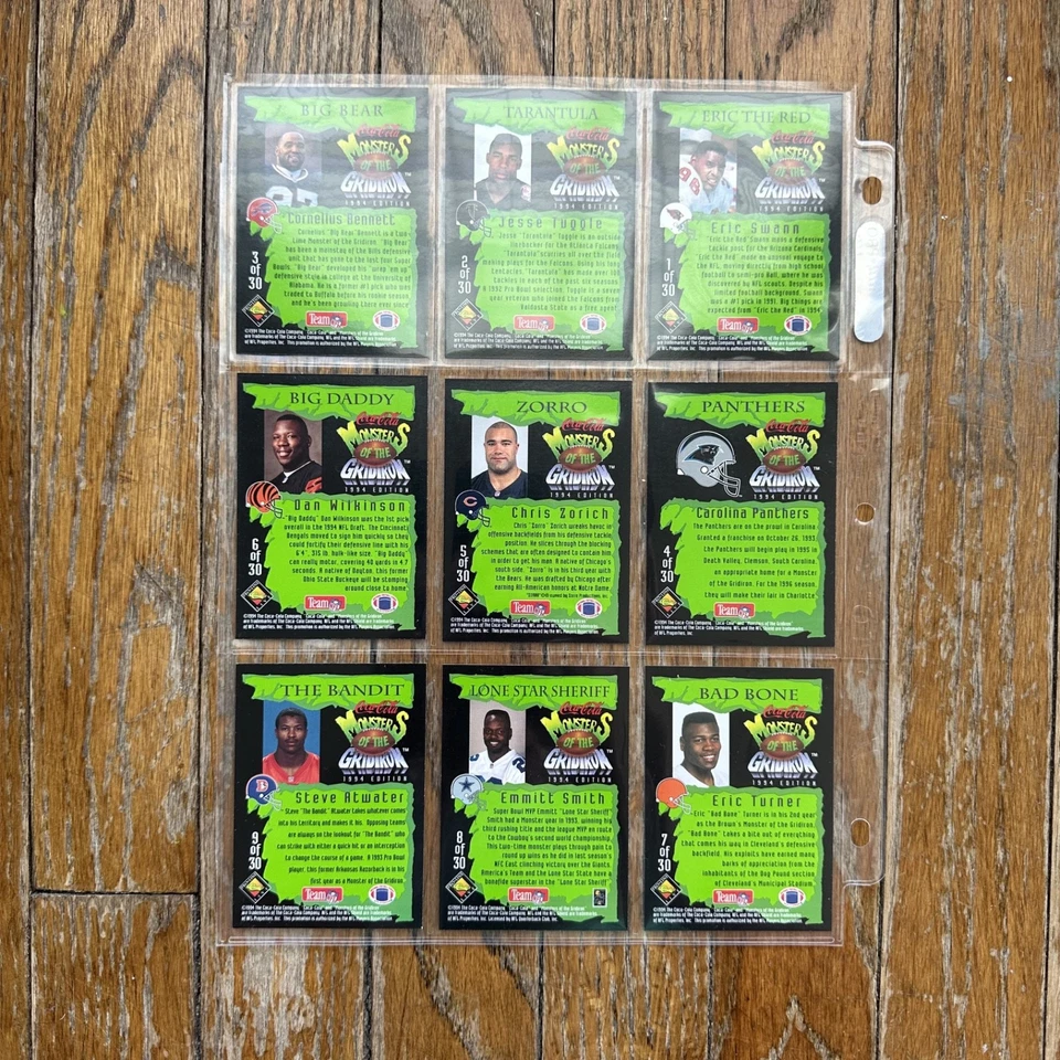 (67) MONSTER of GRIDIRON NFL Cards 1993 Coca-Coal Near Mint Football Card LOT - Image 2 of 4