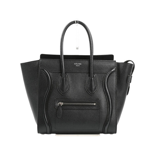 CELINE Luggage Micro Handbag Leather Black 167793