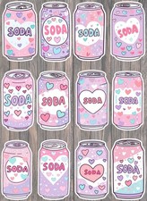 Kawaii Soda Die Cut Vinyl Stickers Set Scrapbooking Laptop Waterbottle