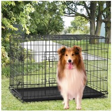 Spacious 48" Dog Cage with Double Door for Large Dogs