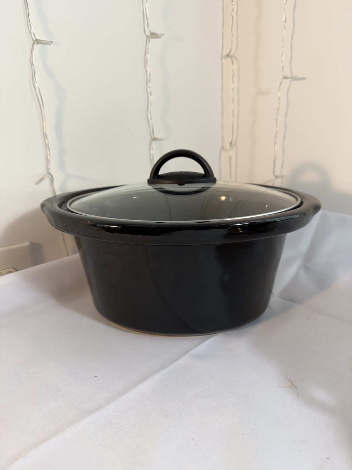 Black Ceramic Slow Cooker Insert with Glass Lid 4&ndash;5 Qt Rep