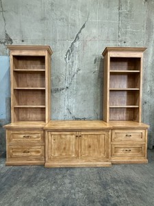Custom Solid Wood Media Center Bookcase Wall Unit Entertainment Cabinet 110"