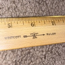 Vintage 12โ Wood Westcott Ruler with Double Metal Edges Made in USA