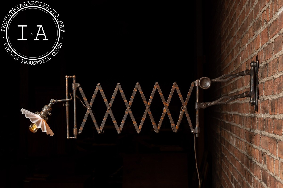 Antique Japanned Copper Scissor Arm Wall Lamp by F. W. Hardy | eBay