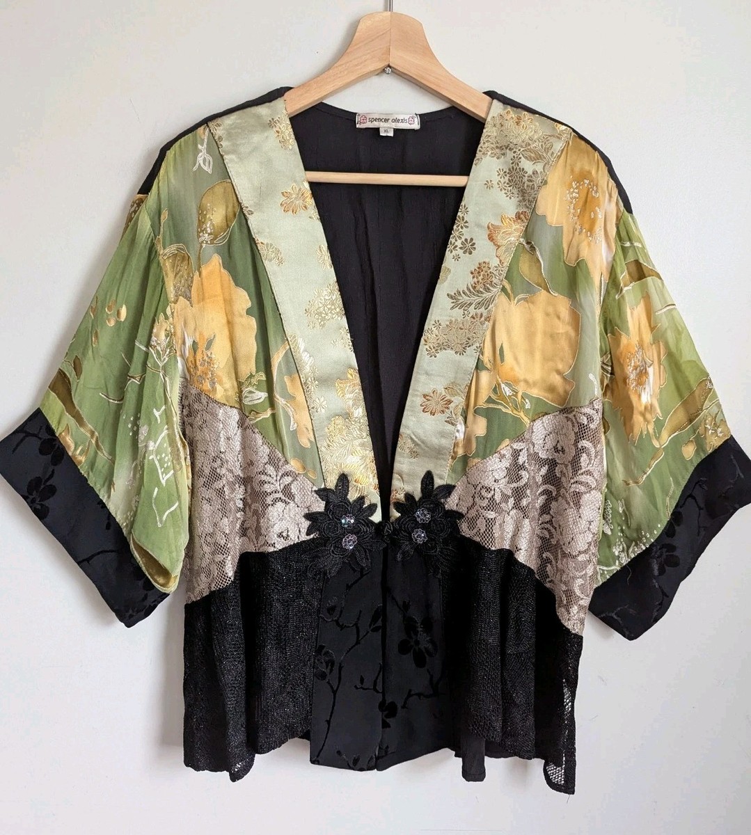 Vintage Spencer Alexis XL Silk Blend Kimono Top Jacket Womens