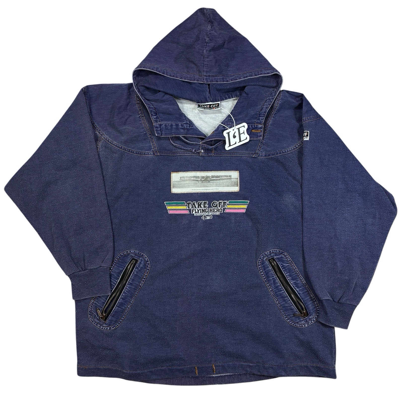Vintage 90s Adidas Take Off Flying Hero Jacket, Blue Big Logo, Men's Size M