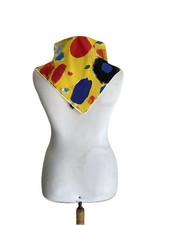 H76 Vintage Made in Italy 100 Silk Square Scarf Yellow Abstract Paint Splatter