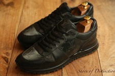 Louis Vuitton LV Monogram Nero Scarpe da Ginnastica in Pelle Sneakers UK 8 US...