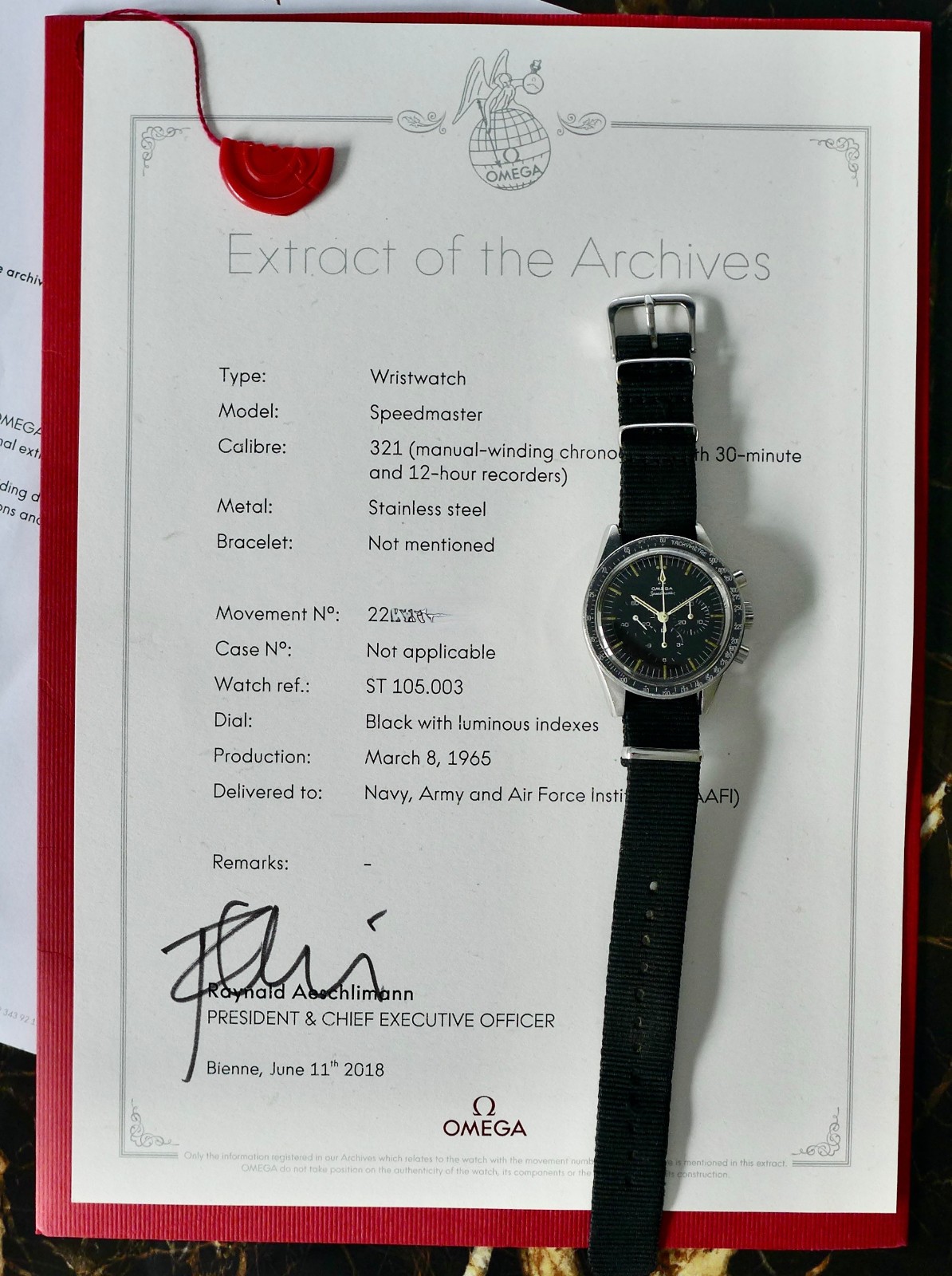 A Military NAAFI Omega Speedmaster 105.003