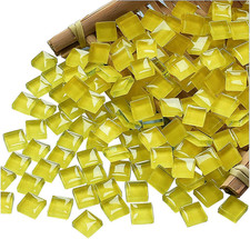 Mosaic Tiles Squares Dark Yellow Crystal Mosaic Glass Tile for Crafts Bulk DIY P