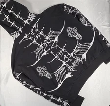 Civil Regime Core Brigade Embroidered Double Zip Hoodie in Black Medium