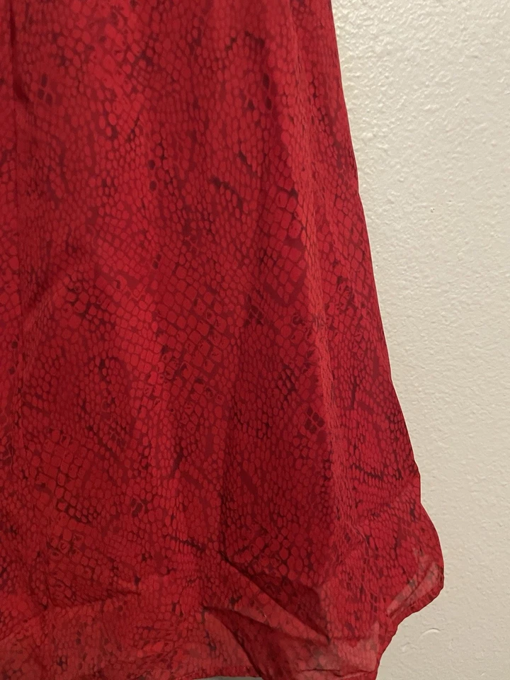 Vintage Womens Maxi Skirt Size 6 Red Snake Print Chiffon Flowy Mob Wife Grunge - Image 3 of 4