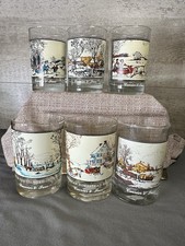 Vintage 1978/1981 Arby’s Currier & Ives Winter Scene Glasses - Set of 6