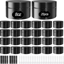 50 Pack 8 Oz Black Plastic Jars with Lids - Leak Proof Travel Containers