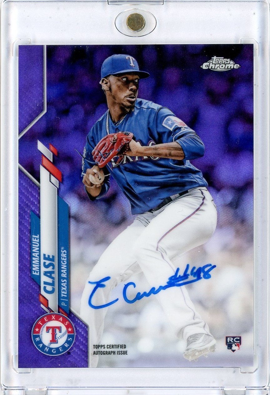 2020 Topps Chrome Emmanuel Clase Auto Purple Refractor /250 RC Rangers RA-EC MLB