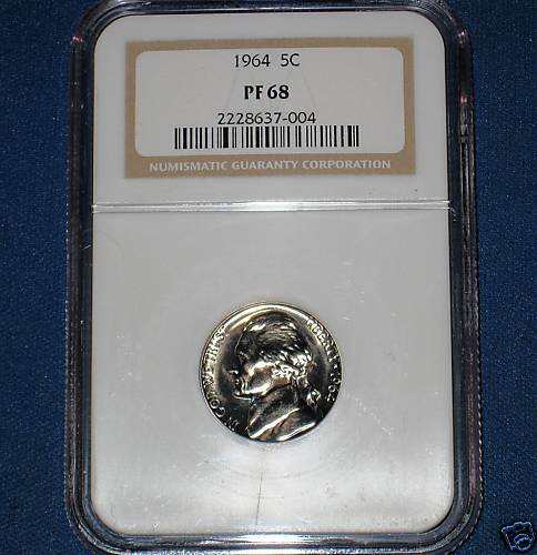 1964 JEFFERSON GEM PROOF NICKEL- NGC GRADED PF-68 - Picture 1 of 2