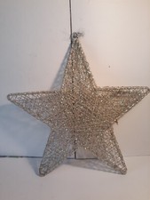 12" Metal Wire Gold Glittery Star Christmas Ornament