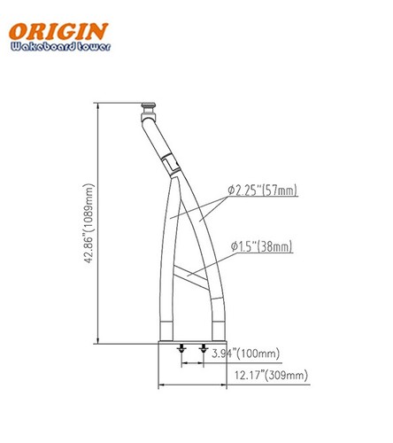 Origin Aluminum Polished Ski Tow Bar for Pontoon Boats Universal Ski Tow Pylon - Picture 2 of 4