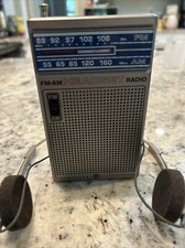 Vtg GE General Electric AM/FM Portable Headset Radio 7-1150B Silver WORKS GREAT 