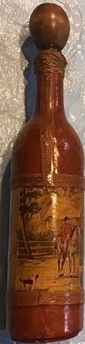 Botella de vidrio pintado Fox Hunt caza con borde de cuero y corcho de madera - Imagen 4 de 9