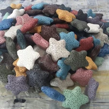 Natural Lava Starfish, Mixed Colour, 24 x 8mm, 18pce Free Postage Oz Seller