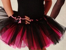 NWT Organdy tap skirt tutu girls sizes ruffled dance 2 tone hot pink black w/bow