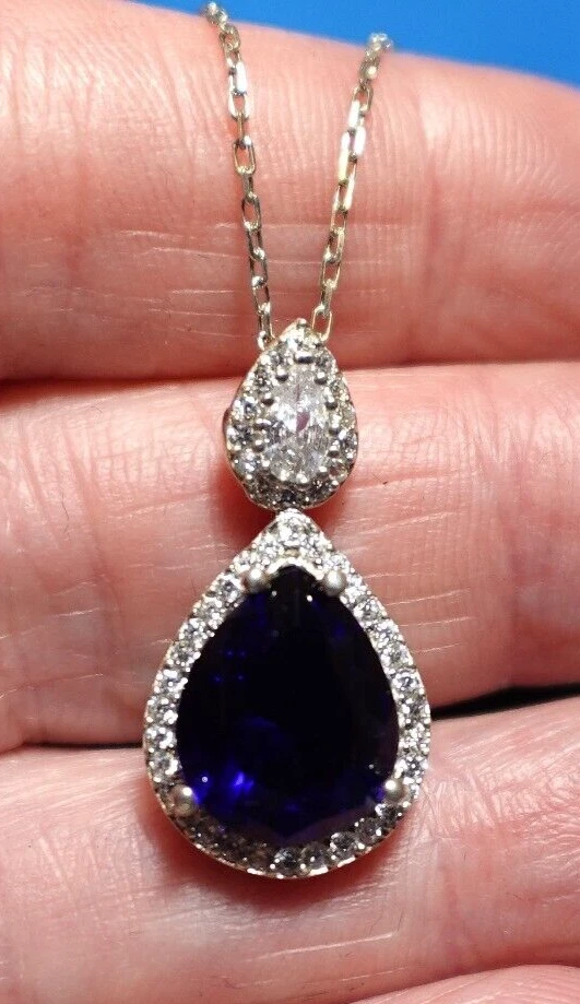 JUEGO DE JOYERÍA DE PIEDRA TRANSPARENTE TOPACIO AZUL PLATA ESTERLINA ANILLO COLLAR PENDIENTES PIERCE Foto 4 de 4