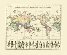 Historic Map - World People Clothing - Perthes 1848 - 27.88 x 23