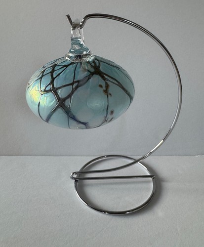 Artful Home Studio Art Glass Bryce Dimitruk Glass Onion Ornament Blue Silver