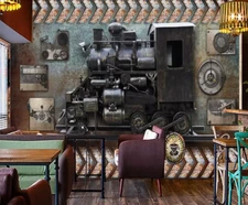 3D Retro Train 9106 Wallpaper Mural Wall Print Wall Wallpaper Murals US Coco