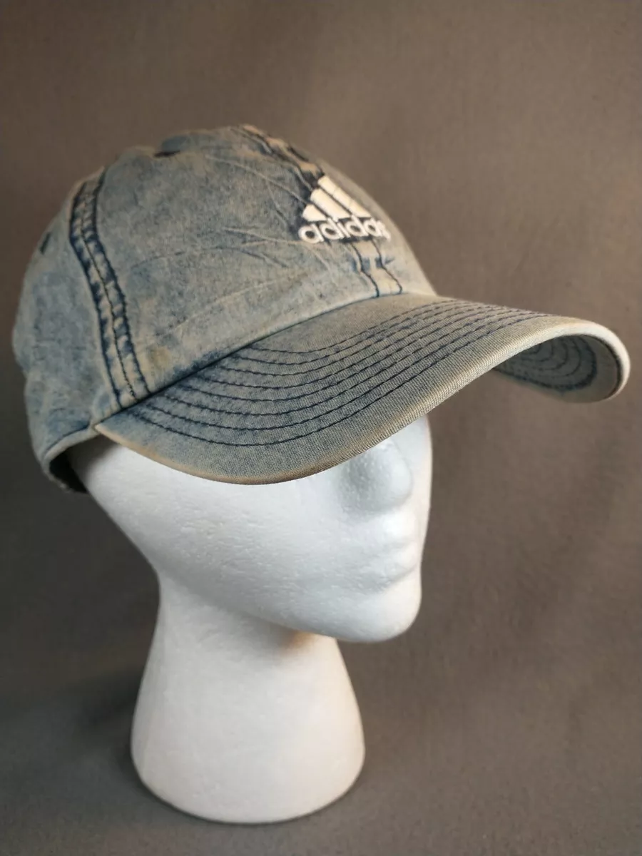 Vintage 80s Adidas Acid Wash Denim Hat Faded mom cap