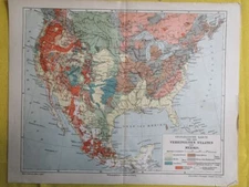 1897 UNITED STATES Vintage Geological Map ORIGINAL 11.5 x 9.5 Color C12-4