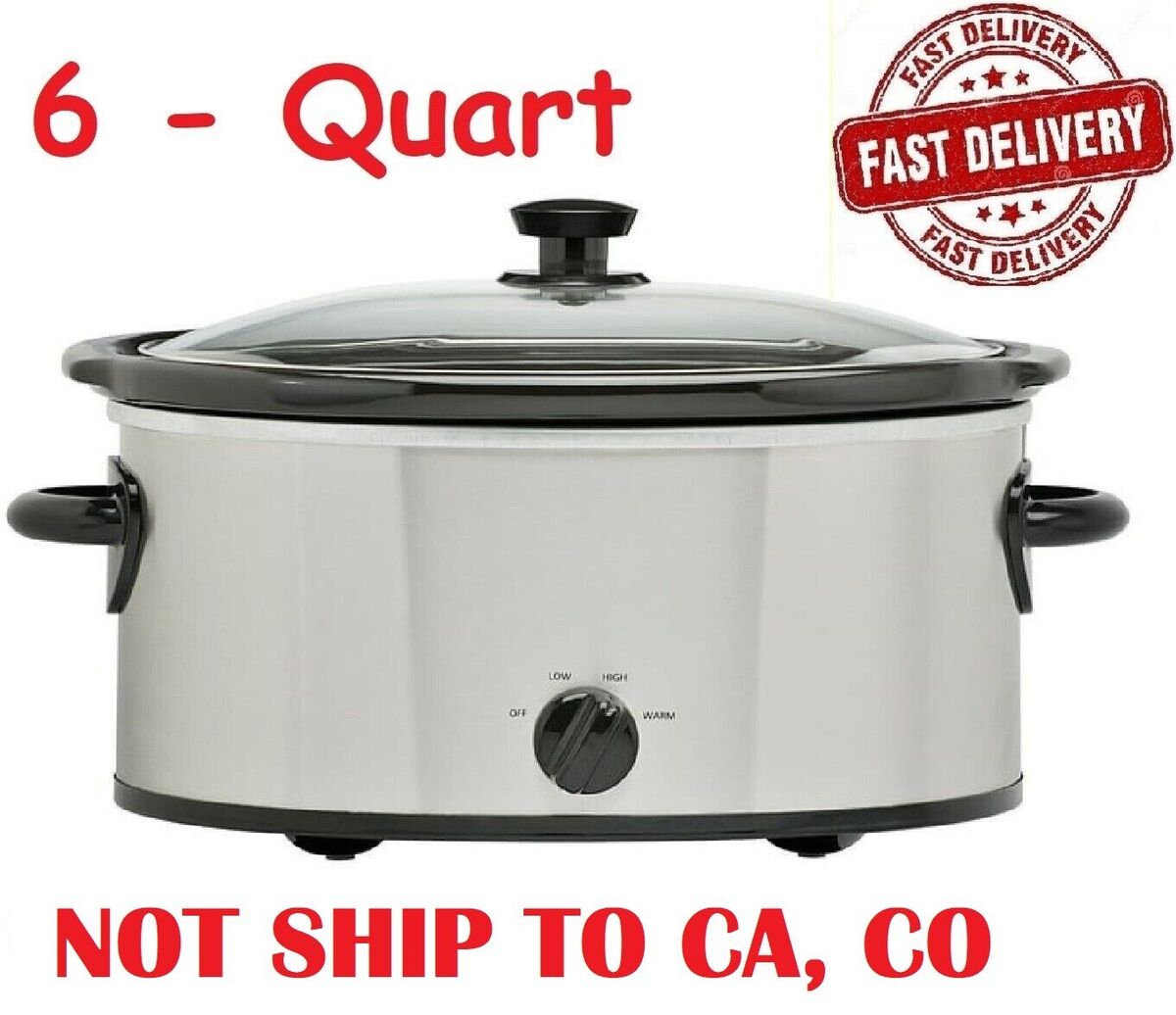8 Qt. Oval Stainless Steel Slow Cooker with Glass Lid 8 Qt. Oval Stainless Steel Slow Cooker with Glass Lid