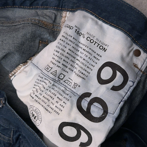 Pantalones de mezclilla para hombre GAP 1969 36x28 rectos álamo lavado oscuro desteñido 100 % algodón - Imagen 5 de 10