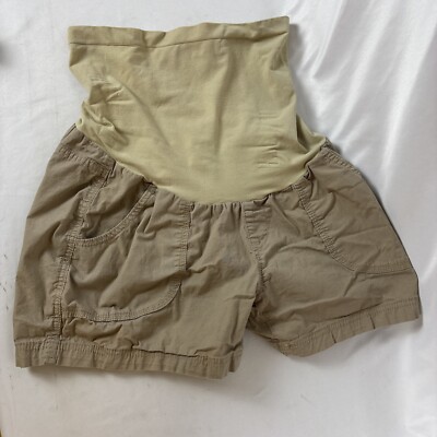 Motherhood Maternity Women s Size Small Khaki Tan Shorts Belly Band Stretch