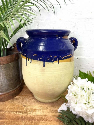 Vintage French Style Blue Glazed Terracotta Confit Pot Urn - Picture 2 of 12