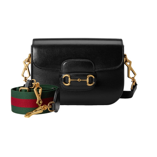 GUCCI Horsebit 1955 Small $3550 Black Leather Shoulder Bag New And Authentic