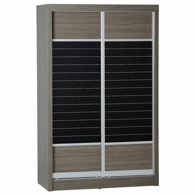 Lisbon Black Wood Grain Veneer Bedroom Freestanding 2 Sliding Door