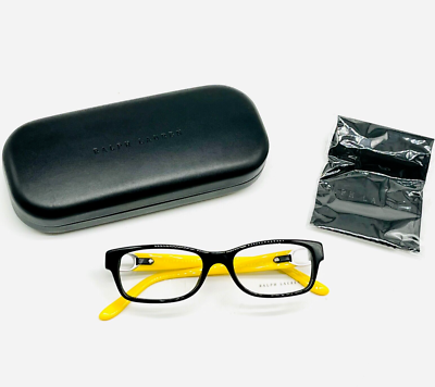 NEW RALPH LAUREN unisex rl6106q rectangle eyeglasses in black yellow Ralph Lauren RL 6106 Q / 5001 Unisex Eyeglasses 51-17-140mm  main image 3