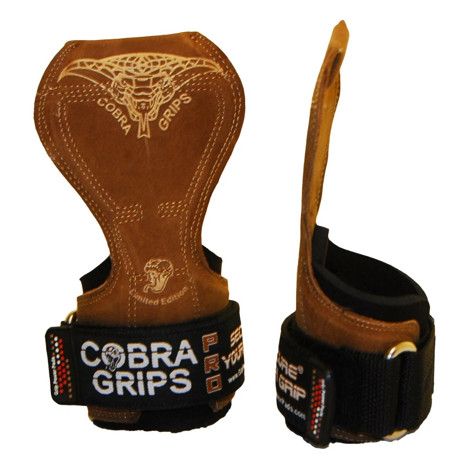 Cobra Grips PRO Correas de Levantamiento de Pesas Almohadilla de Agarre de Levantamiento de Pesas PRO Cuero Marrón  Foto 4 de 4