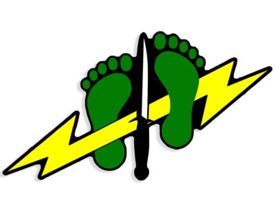 2.25 x4 inch Pararescue Lightning Bolt Jolly Green Feet Shaped Sticker (PJ air)