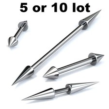 5/ 10 lot Spike/Cone Piercing Barbells Nipple Ear Cartilage Ring Studs Wholesale