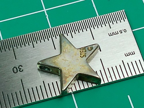 Vtg Sterling Silver Inlay Crushed Turquoise Stone Thick STAR Slide Charm Pendant - Imagen 13 de 16
