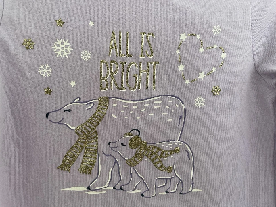 Camisa de manga larga de algodón brillante Garanimals para niñas pequeñas All Is púrpura claro 4T Foto 3 de 4