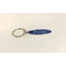 ford blue car auto logo chrome metal key chain ring made in usa