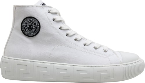 Versace Men\'s Greca Sneakers Red/Gray 11 US (44 Euro) IT 1021490 NIB Versace | Shoes | Versace Greca Mens Leather Blackorange Red  main image 4