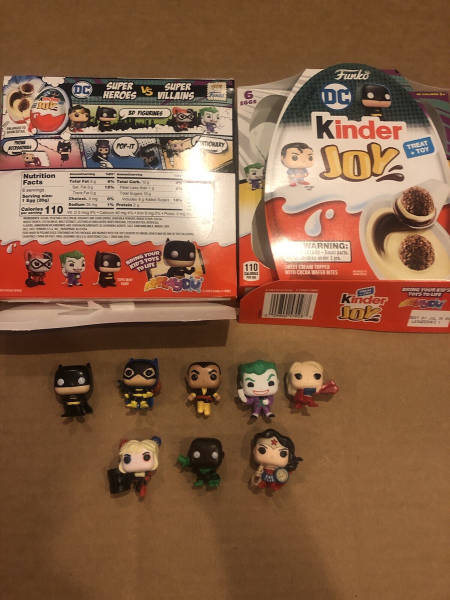 8 Different Kinder Joy Funko Pop DC Figures Batman, WW, GL, B