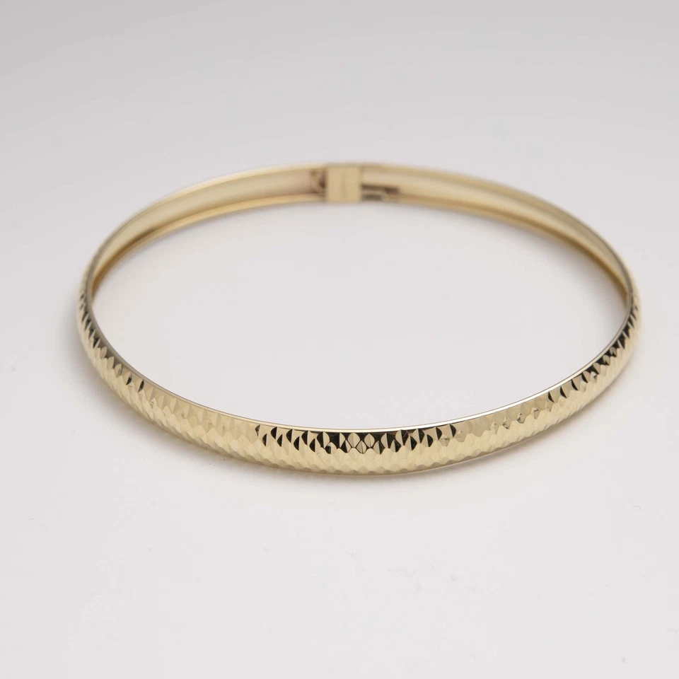 Pulseira texturizada corte diamante ouro amarelo 10K real todos os tamanhos - Imagem 3 de 4