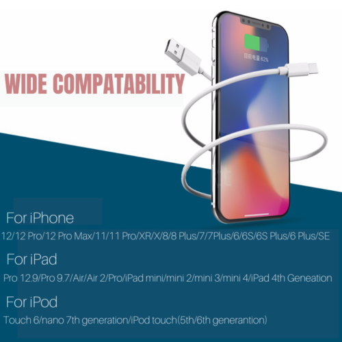 For iPhone 5 6 7 8 X 11 12 13 14 Charger Cord Bulk Lot Wholesale USB Cable - Picture 12 of 17