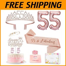 Sparkling 55th Birthday Tiara, Sash, Candles, Balloons